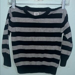 Old Navy Black and Gray Crew Neck Striped Sweater